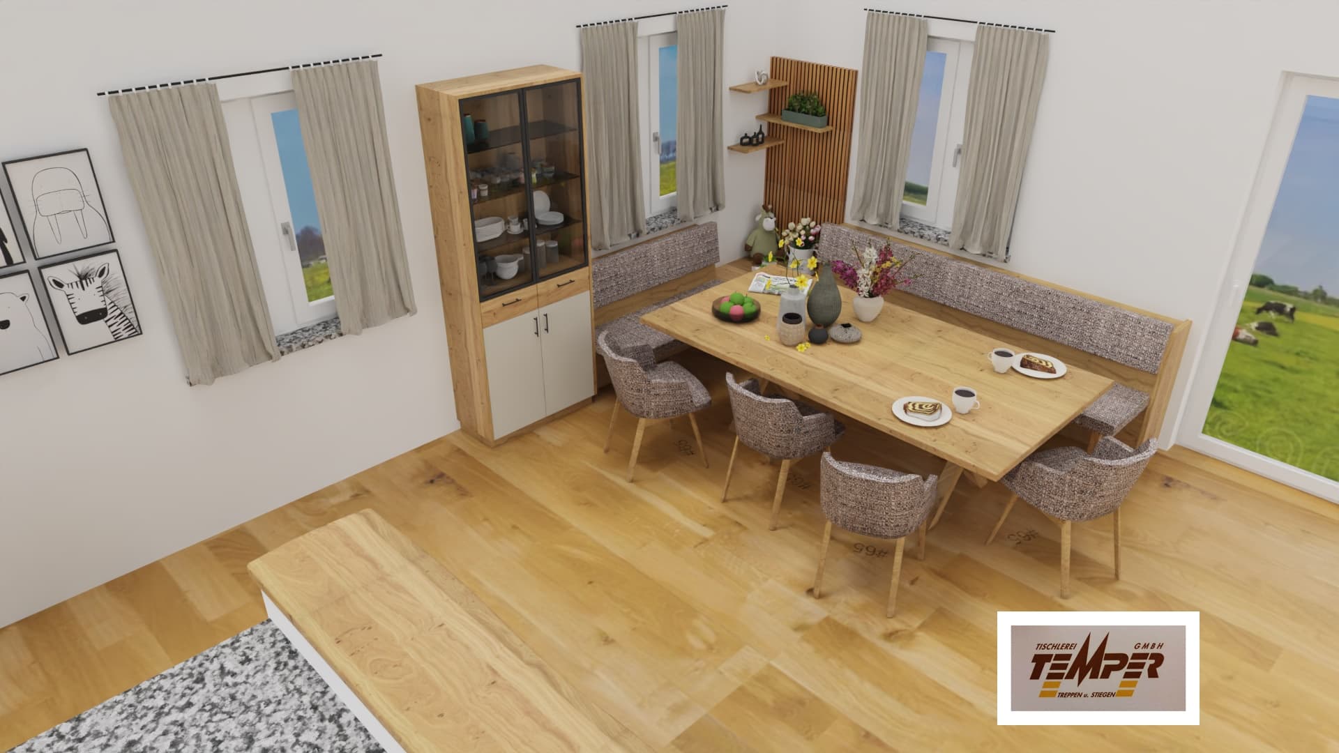 Esszimmermöbel mit Eckbank und Wohnwand - Bild 1