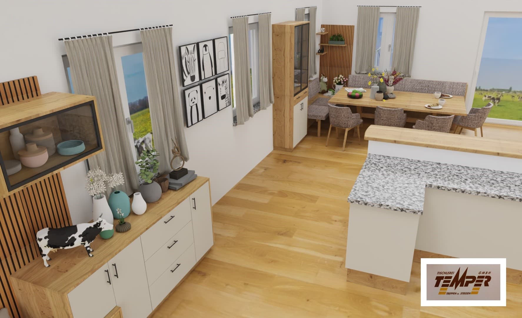 Esszimmermöbel mit Eckbank und Wohnwand - Bild 4