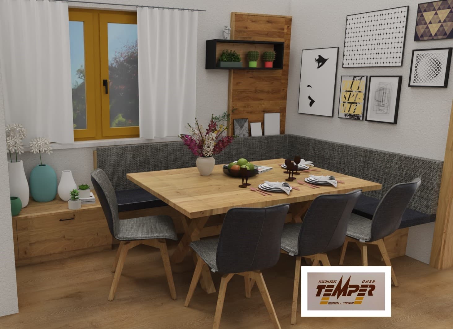 Esszimmermöbel mit Holzlamellen - Bild 3