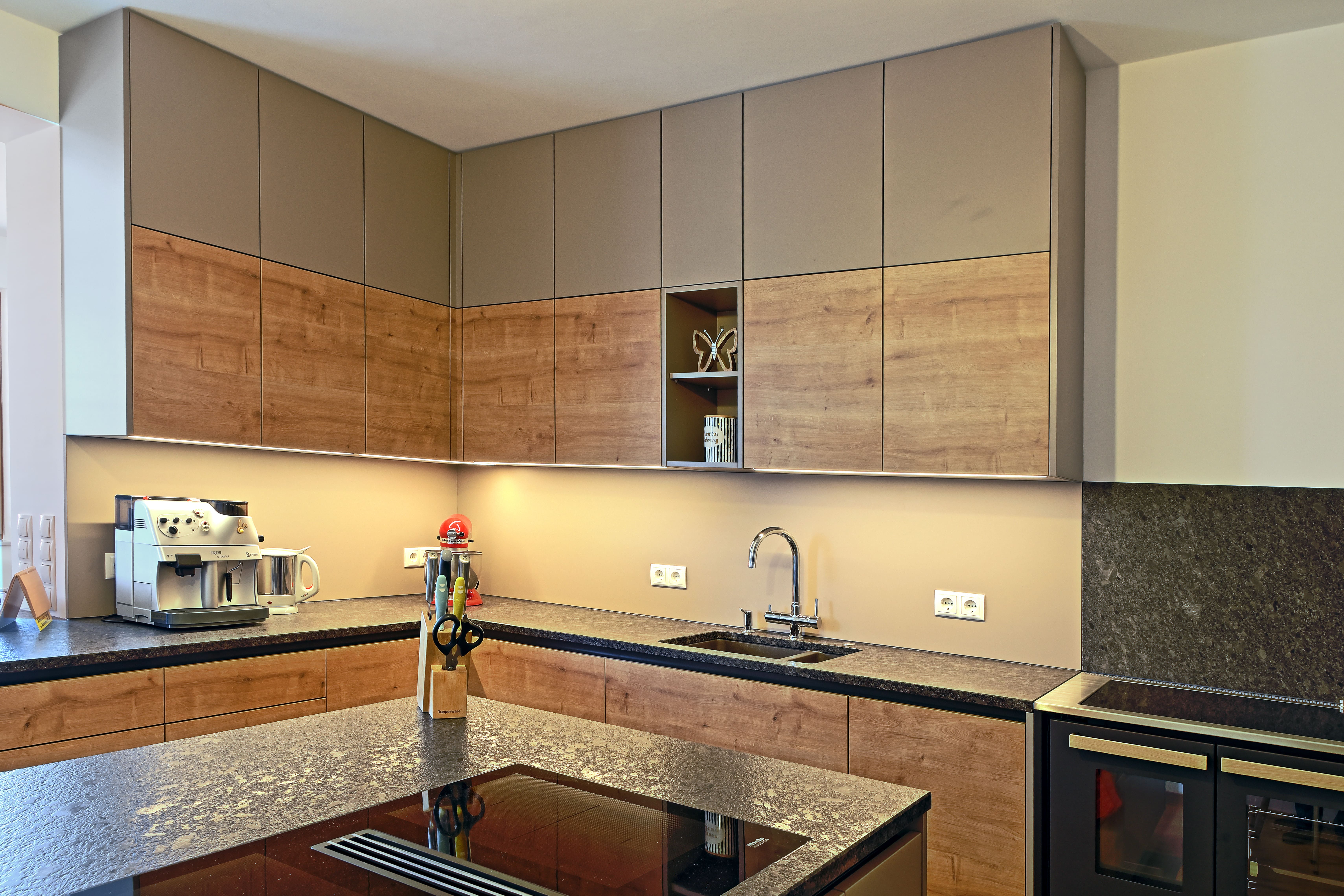 Moderne zweifarbige Küchenlösung